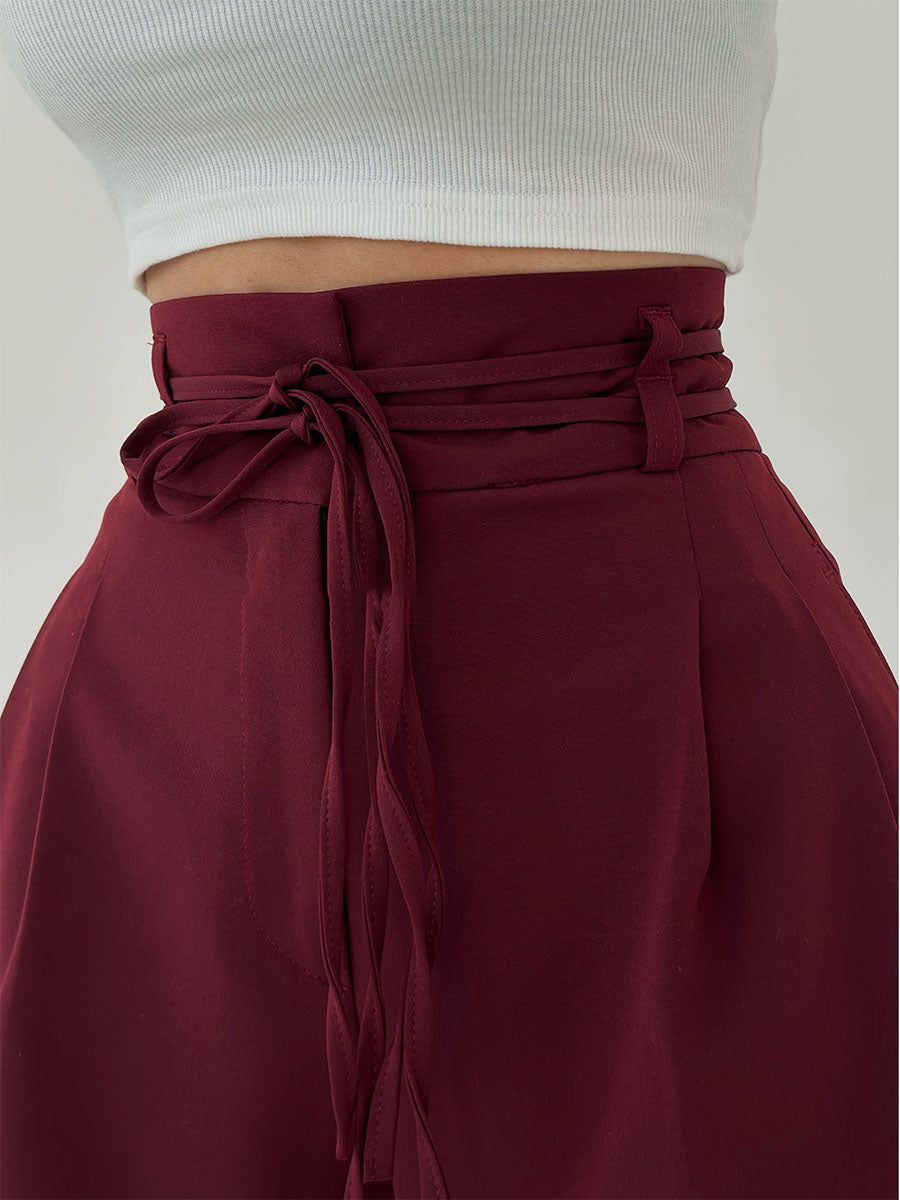 Lina™ | Elegant wide-leg trousers with high waistband and belt detail