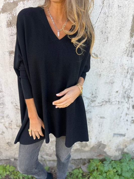 Anna™ | Comfortable knitted sweater with V-neck and long sleeves
