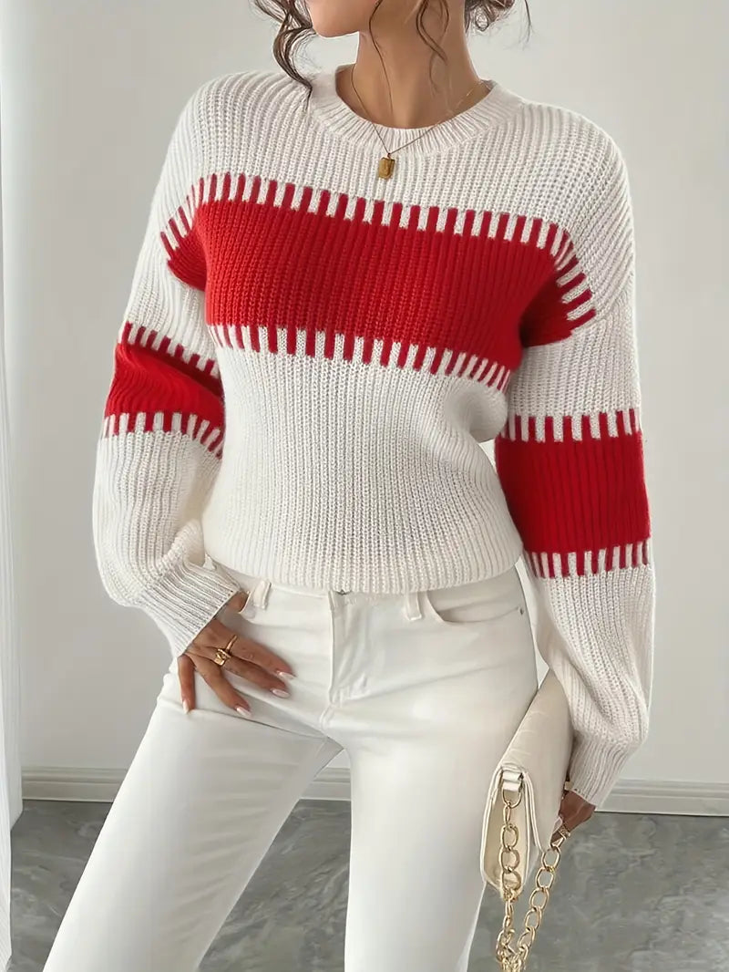 Althea™ | Chic Colorblock Striped Knit Sweater