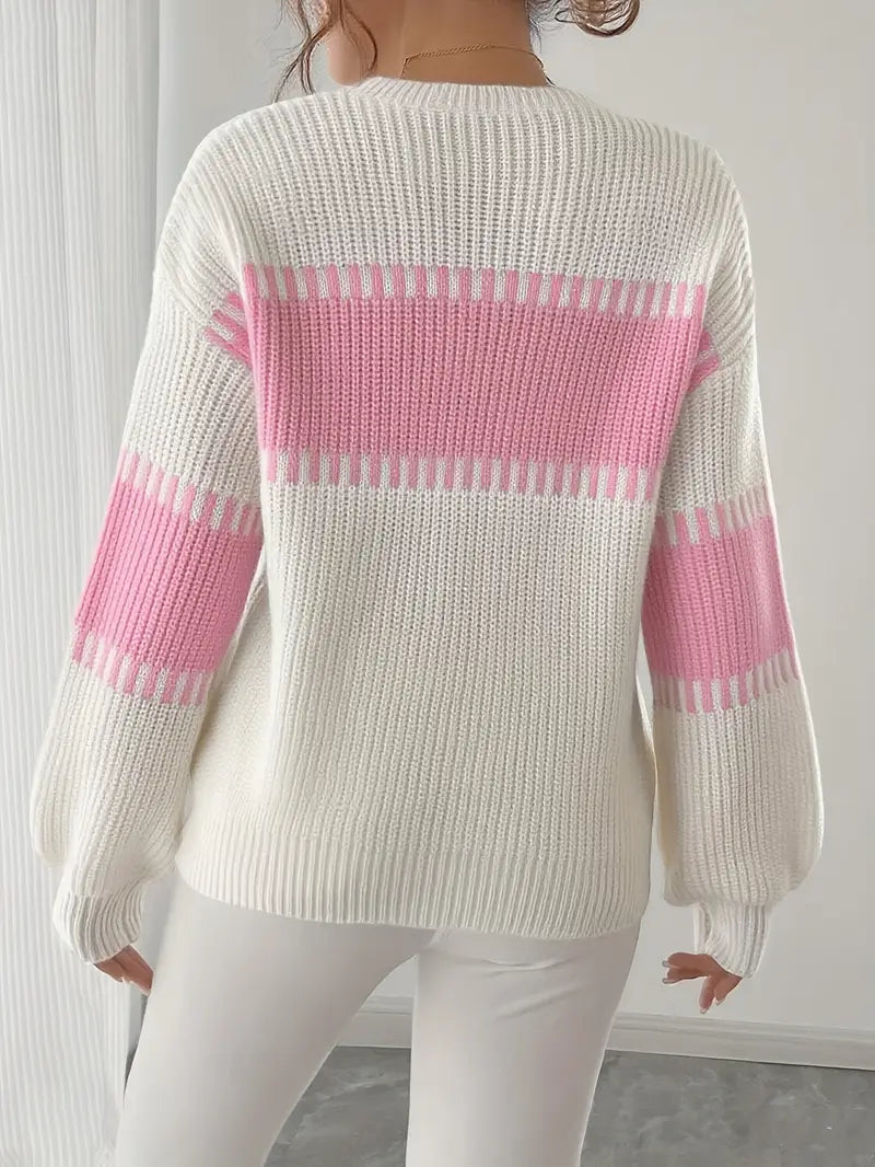 Althea™ | Chic Colorblock Striped Knit Sweater