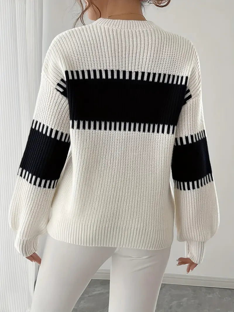 Althea™ | Chic Colorblock Striped Knit Sweater