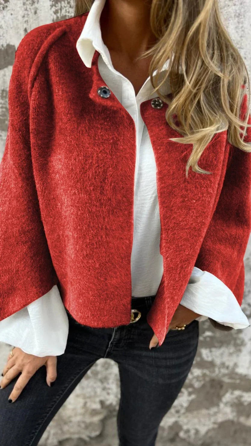 Celeste™ | Wool Coat with Round Neck and Long Sleeves