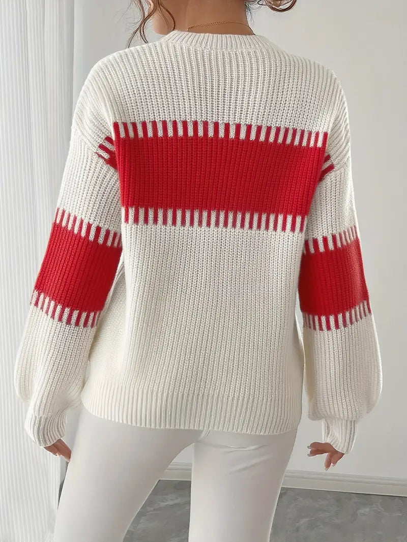 Althea™ | Chic Colorblock Striped Knit Sweater