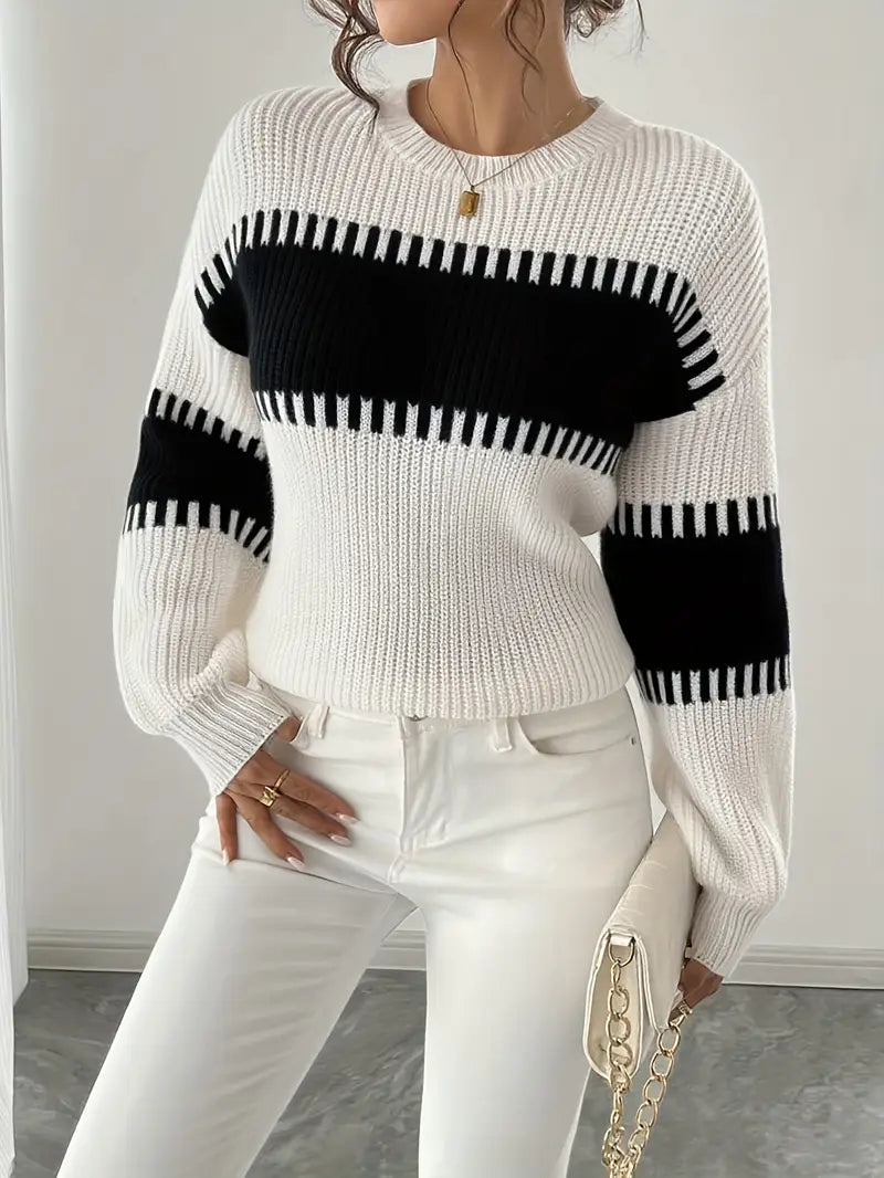 Althea™ | Chic Colorblock Striped Knit Sweater