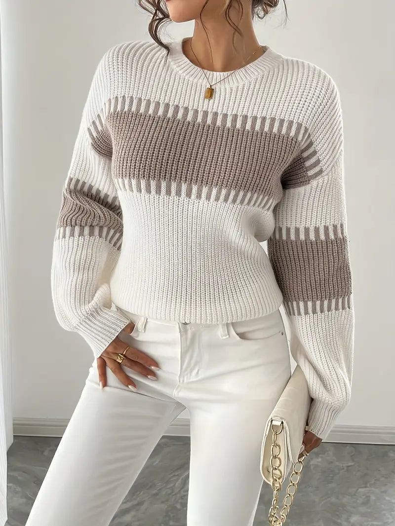 Althea™ | Chic Colorblock Striped Knit Sweater