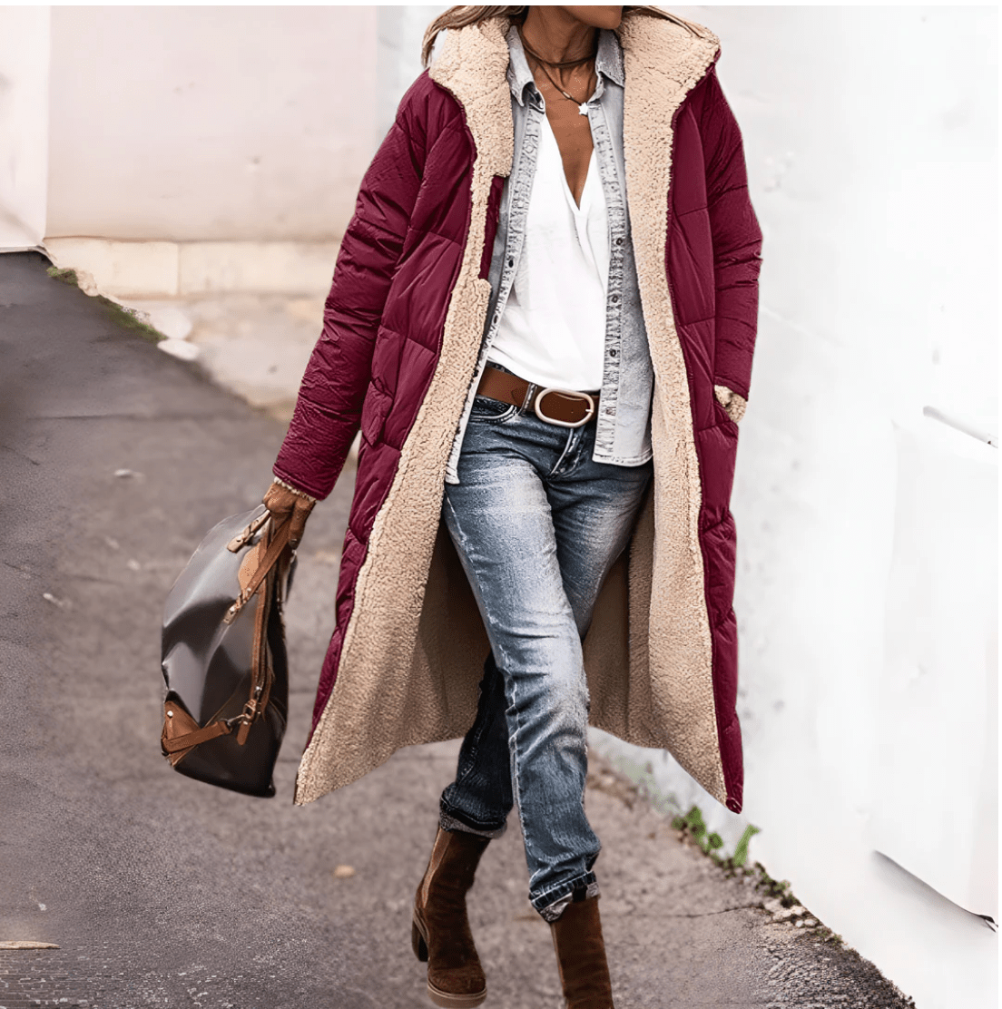 ARAVENA™ | WARM REVERSIBLE PARKA JACKET WITH SHERPA LINING