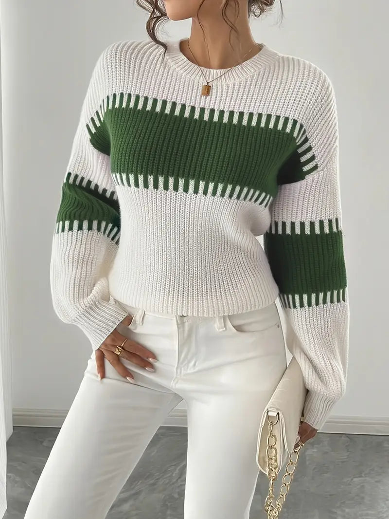 Althea™ | Chic Colorblock Striped Knit Sweater