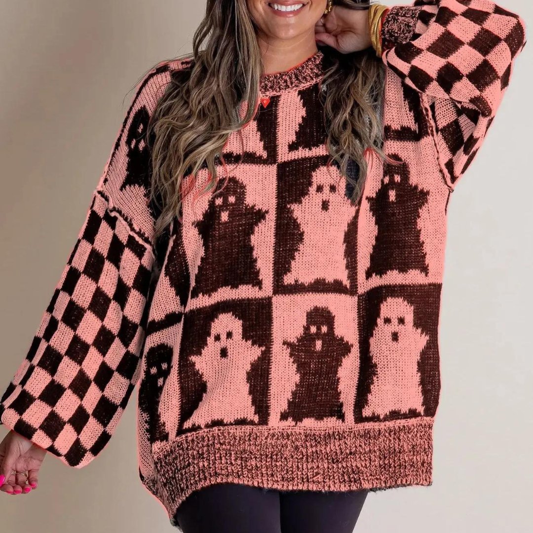 Comfy Sweater with Halloween Print