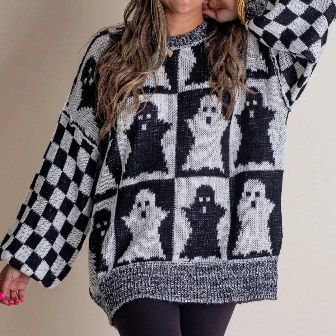 Comfy Sweater with Halloween Print