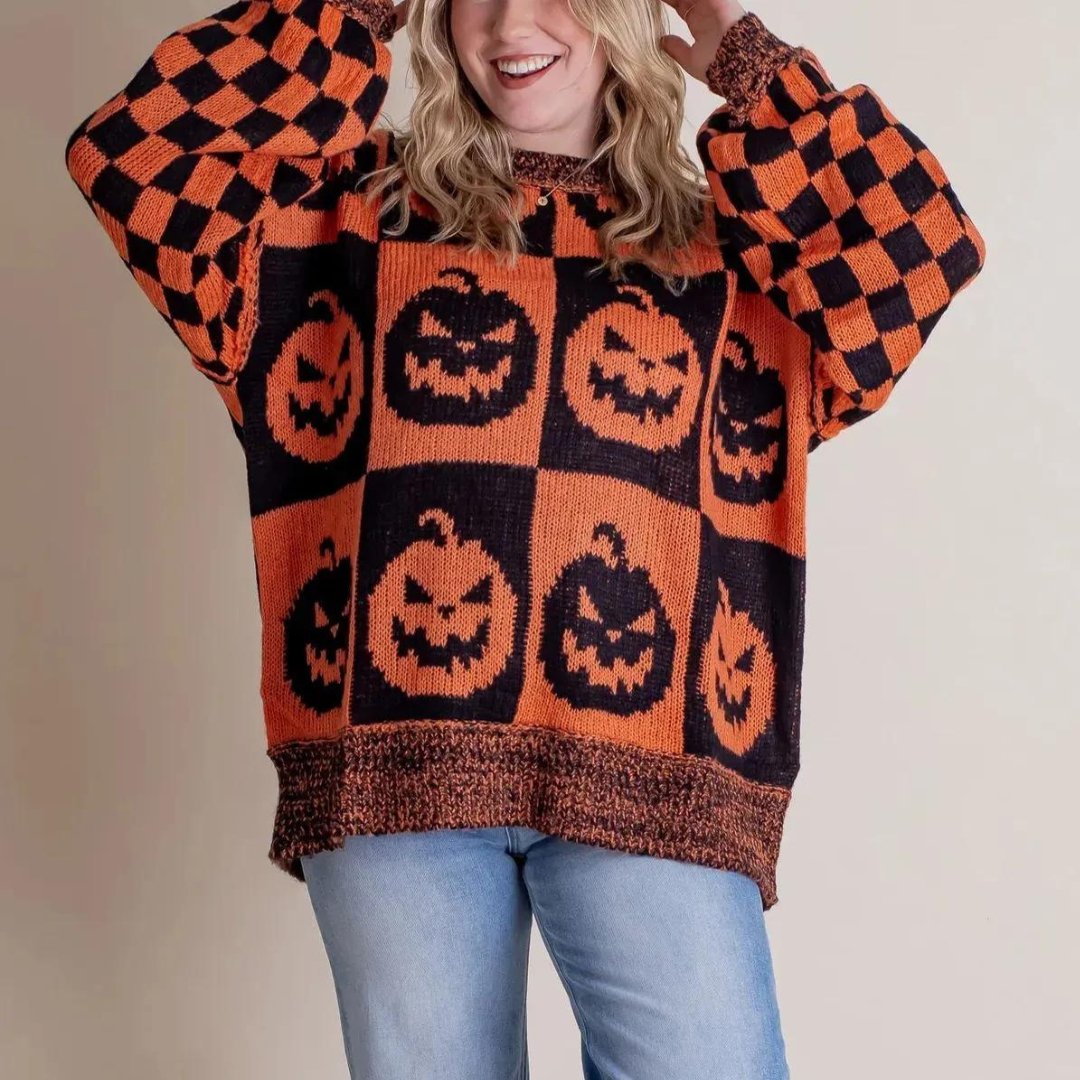 Comfy Sweater with Halloween Print
