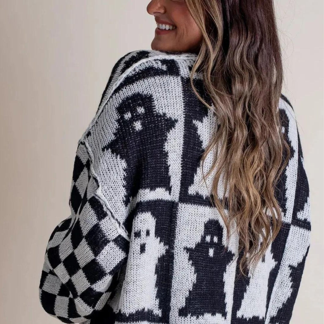 Comfy Sweater with Halloween Print
