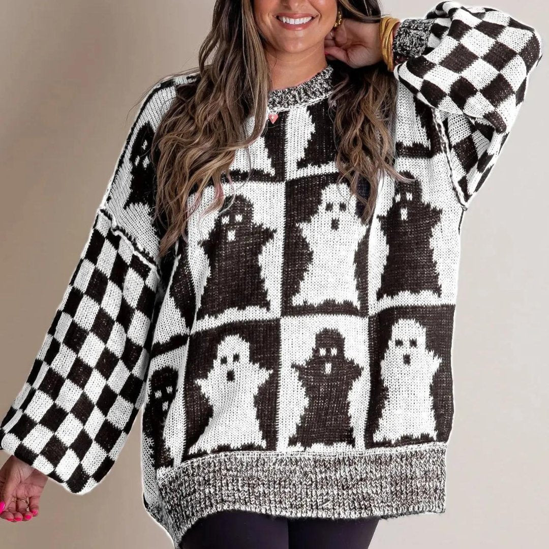 Comfy Sweater with Halloween Print