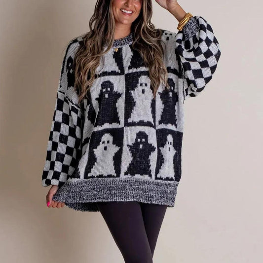 Comfy Sweater with Halloween Print