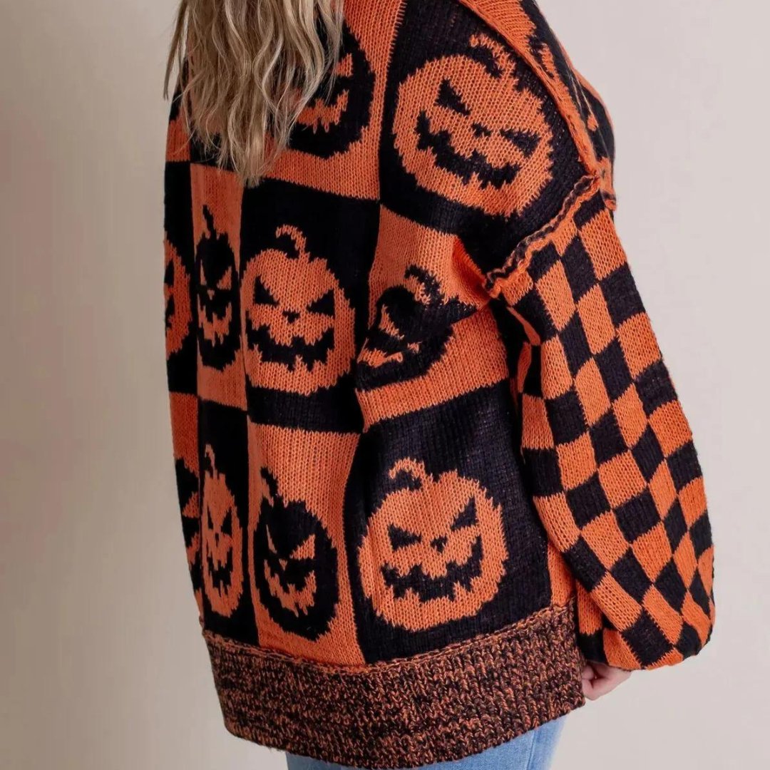 Comfy Sweater with Halloween Print
