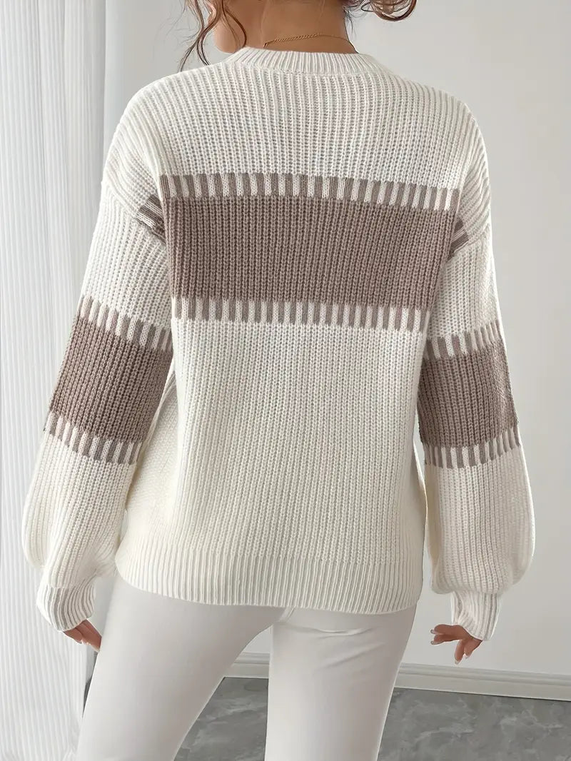 Althea™ | Chic Colorblock Striped Knit Sweater