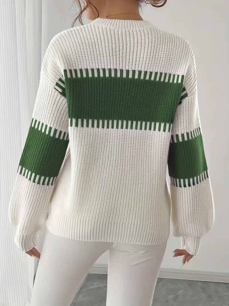 Althea™ | Chic Colorblock Striped Knit Sweater