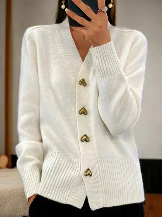 Martine | Luxury Cashmere Vest with Heart Button Closure