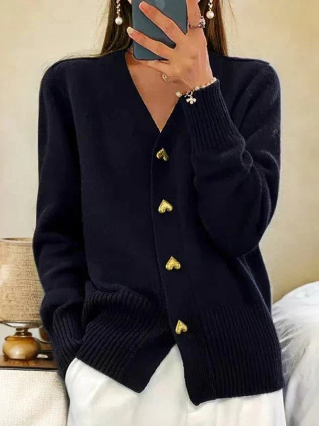 Martine | Luxury Cashmere Vest with Heart Button Closure