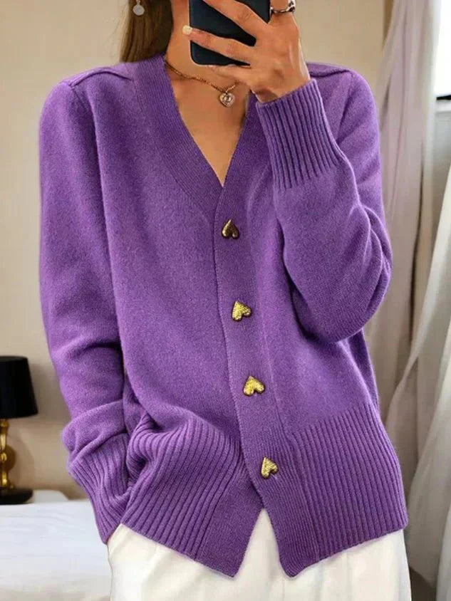 Martine | Luxury Cashmere Vest with Heart Button Closure