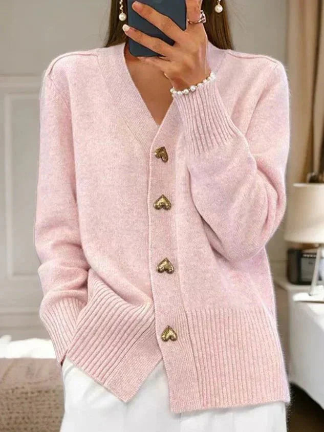 Martine | Luxury Cashmere Vest with Heart Button Closure