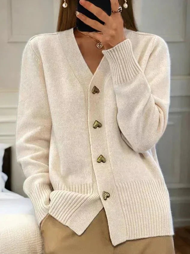 Martine | Luxury Cashmere Vest with Heart Button Closure